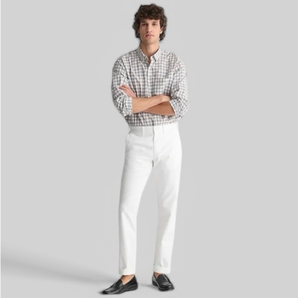 NWT J.Crew Men’s 770 Straight Fit Stretch Chino‎ Pant in White Summer Vacation